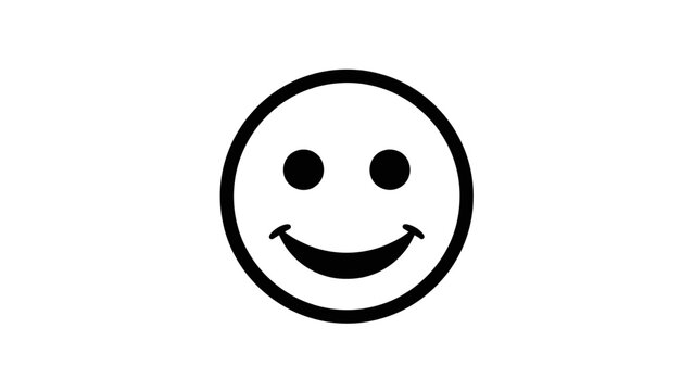 Bold black happy smiley face icon on an isolated white background
