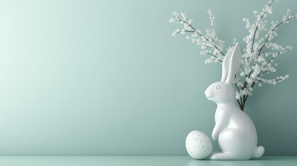 Pastel Easter Floral Arrangement with Bunny for Spring Decor