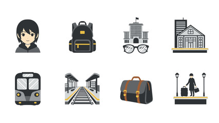 Modern travel and education symbols in flat design
