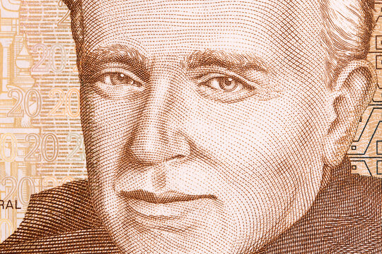 Raul Porras Barrenechea a closeup portrait from Peruvian money