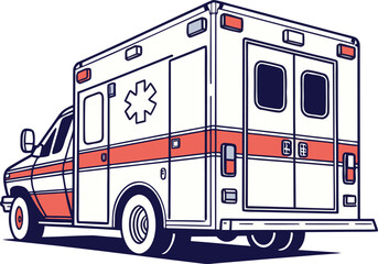 Ambulance Emergency Vehicle Illustration. Medical Ambulance Illustration. Emergency Ambulance Vehicle. Hospital Ambulance Illustration. Ambulance Transport Illustration. Medical Emergency Ambulance