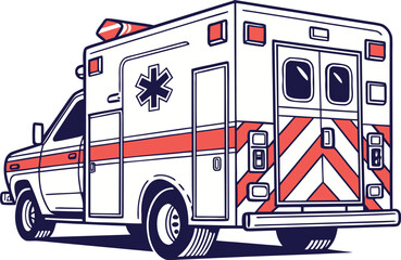 Ambulance Emergency Vehicle Illustration. Medical Ambulance Illustration. Emergency Ambulance Vehicle. Hospital Ambulance Illustration. Ambulance Transport Illustration. Medical Emergency Ambulance