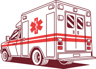 Ambulance Emergency Vehicle Illustration. Medical Ambulance Illustration. Emergency Ambulance Vehicle. Hospital Ambulance Illustration. Ambulance Transport Illustration. Medical Emergency Ambulance