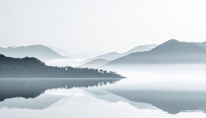 Surreal Misty Landscape Between Dream and Reality with Soft Light, AI generated