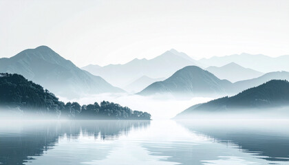 Surreal Misty Landscape Between Dream and Reality with Soft Light, AI generated