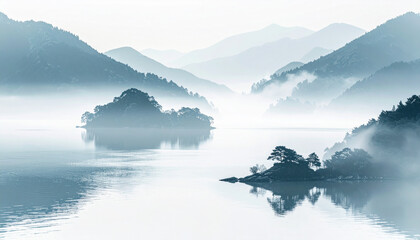 Surreal Misty Landscape Between Dream and Reality with Soft Light, AI generated