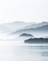 Surreal Misty Landscape Between Dream and Reality with Soft Light, AI generated