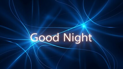 Good night message with blue neon lights on dark background