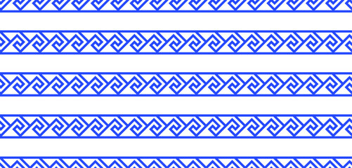 Vector background for the fabric cloth, ceramic floor, ornament textile, texture. Abstract blue and white geometric line. greek seamless pattern. old ancient ornament with key element