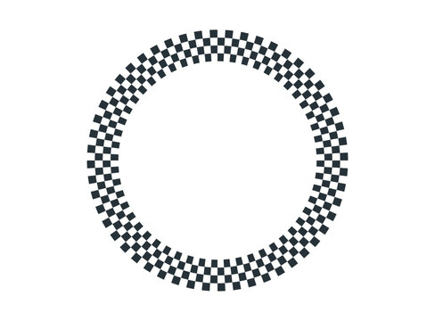 black and white border for racing motorsport. checkered circle. round frame.