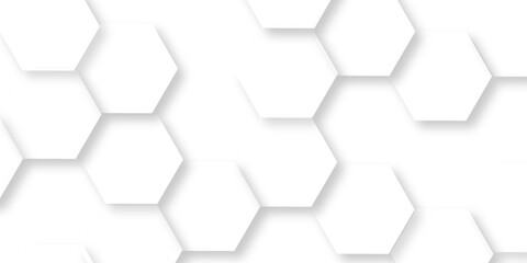Fototapeta premium Abstract hexagon white background with shadow .white background Futuristic blue neon honeycombs. Modern technology design. Vector illustration. 