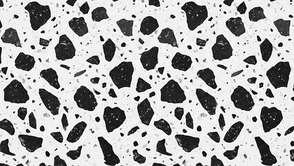 A classic black and white speckled terrazzo pattern creating a versatile background texture
