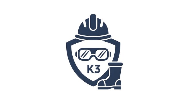 Workplace Safety Icon Hard Hat, Goggles, Boot, and Shield Representing K3