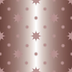 Satin stars on a matte dusty pink background seamless vector pattern. Soft glow print for fabric and wallpaper. Boho neutral luxury wrapping paper. Bohemian style beige backdrop.