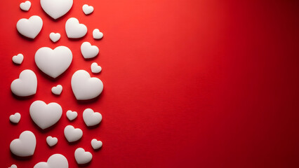 Valentine's day background with white hearts on red
