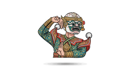 Traditional Thai Ramakien Character Depicting Hanuman in Costume.