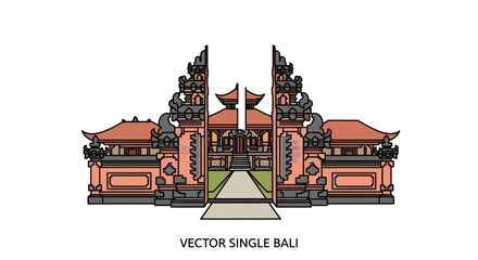 Ornate Balinese Temple Gate with Traditional Architecture and Intricate Carvings.