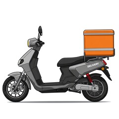 Delivery scooter with orange box