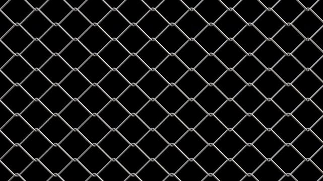 Metal Chain Link Fence Animation on Transparent Background. 4K