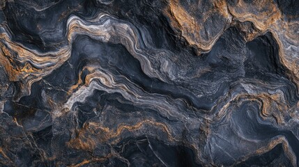 Fototapeta premium Dark marble surface with golden and silver veins