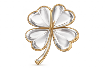 Golden clover lucky charm with transparent background for designs.