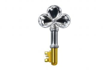 Intricate Golden Key on transparent background, Treasure Unlock Design