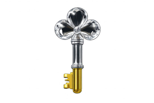 Intricate Golden Key on transparent background, Treasure Unlock Design - Powered by Adobe