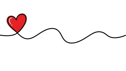 Minimalist heart and line drawing on white background