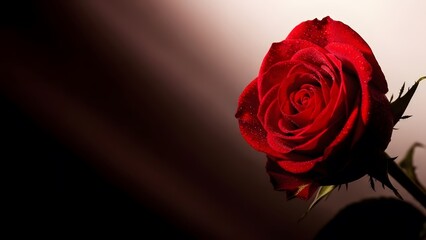 Close-up of a single red rose on a dark background