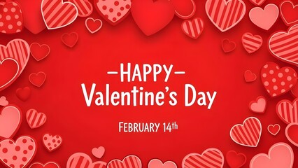 Valentine's Day Greeting Card with Red and Pink Hearts