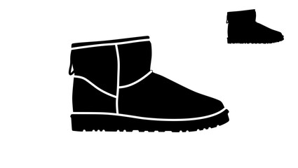 Ugg boots symbol, black isolated silhouette