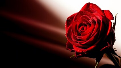 Close-up of a red rose with dramatic lighting and shadow