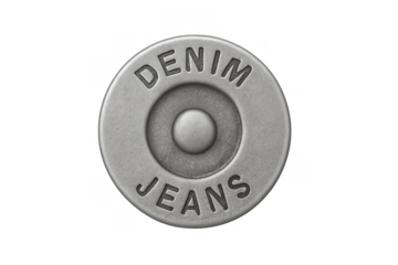 Denim jeans metal button with text on transparent background