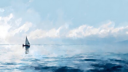 A Lone Sailboat Gliding Across the Vast and Serene Ocean