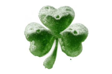 Icy green shamrock with transparent background for St. Patrick's Day