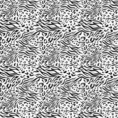 Seamless earthy animal print pattern featuring zebra stripes leopard and giraffe spots for fashion textile vector © Hasnat