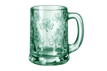 Shamrock beer mug with transparent background for St. Patrick's Day.