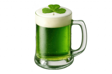 St. Patrick's Day green beer mug with transparent background design.