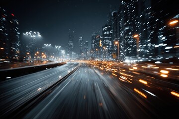 Fototapeta premium City night view with lights shining in urban landscape