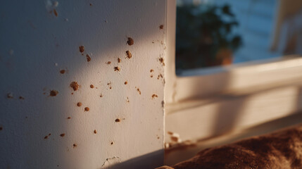 Forensic-style macro shot of scratch marks on a painted wall, suggesting forced entry, investigation, or accident aftermath without graphic content. cinematic color correction, natural uneven