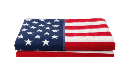 Folded American flag PNG isolated on transparent background, patriotic symbol of the United States of America for Independence Day and Memorial Day