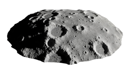 Detailed asteroid surface with craters PNG isolated on transparent background, celestial body for space exploration and science projects