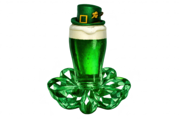 St. Patrick's Green Beer with a transparent background and Leprechaun Hat