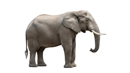 African elephant isolated PNG on transparent background, large mammal with tusks and trunk for wildlife and conservation themes