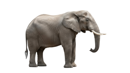 African elephant isolated PNG on transparent background, large mammal with tusks and trunk for wildlife and conservation themes