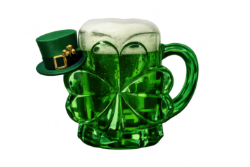 St. Patrick's green beer mug on transparent background for celebration