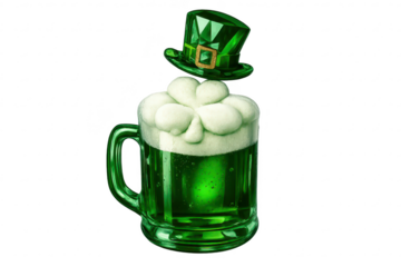 St. Patrick's Day green beer mug with a transparent background image.