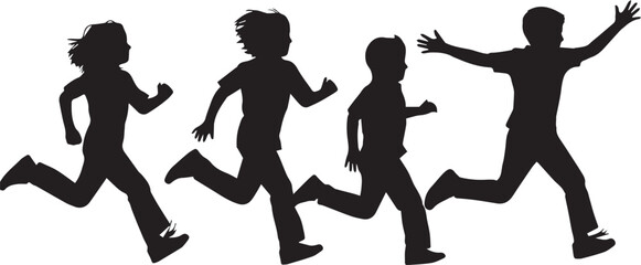 Children running silhouettes