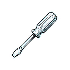 Screwdriver illustration in sketch style with detailed design  