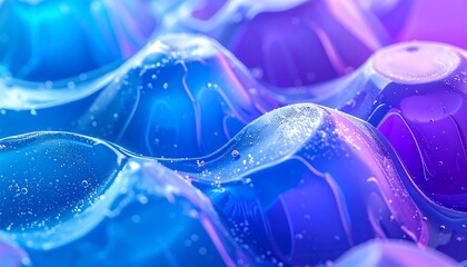 Abstract Blue and Purple Gel Bubbles Macro View.